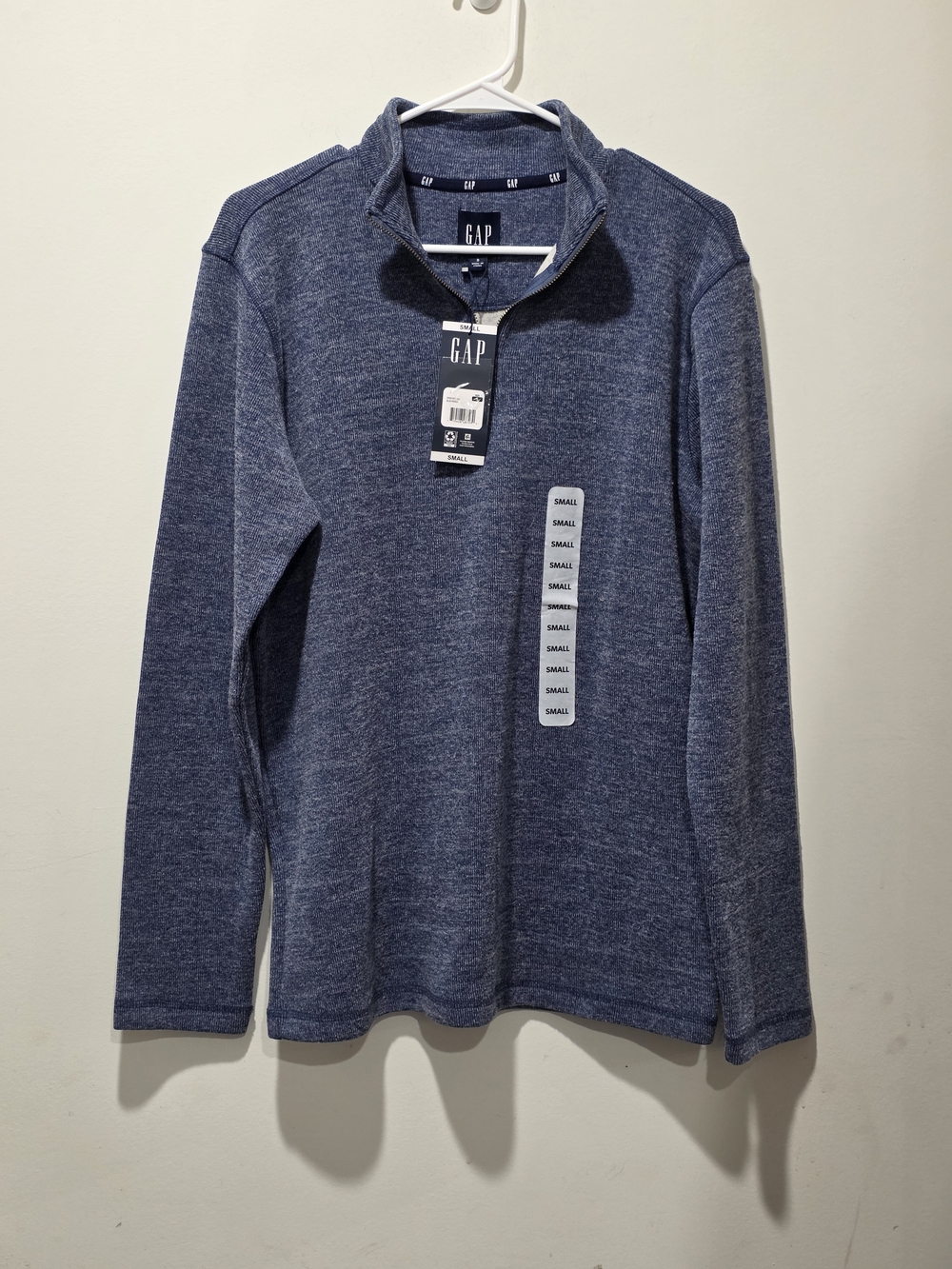 GAP Men's Heather Navy Quarter-Zip Pullover